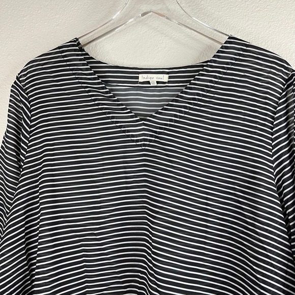 Indigo Soul Black & White Pinstripe Nautical Boat Cover Up Size 2XL - Picture 4 of 6